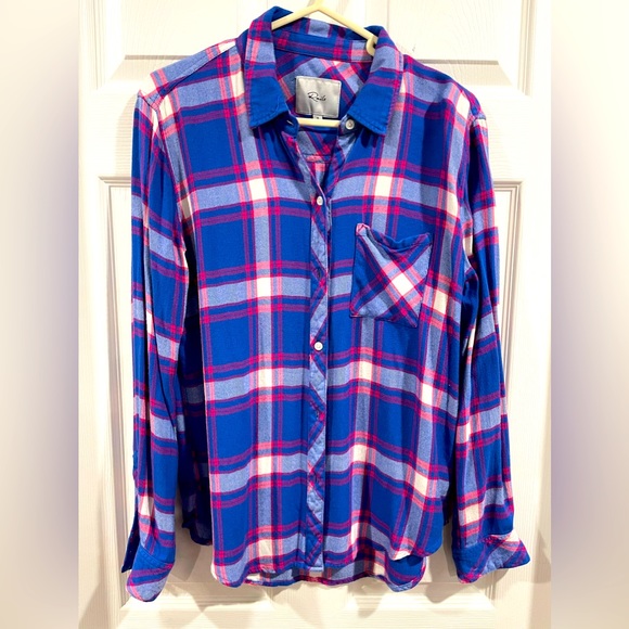 Rails blue red & white button up small - Picture 1 of 3